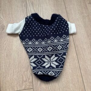 Ruff stitched snow fluffy dog pet knit sweater navy white - XS